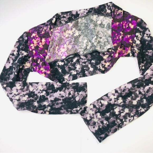 Long Sleeve Shrug, Purple Floral - Picture 8 of 8